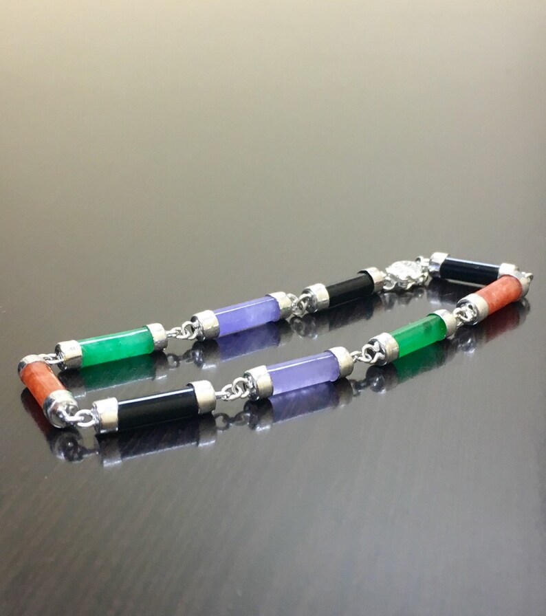 Jade Bracelet - Sterling Silver Multi Color Jade Bracelet - Silver Bracelet - Jade Jewelry - Handmade Bracelet - Silver Jade Bracelet bild 4