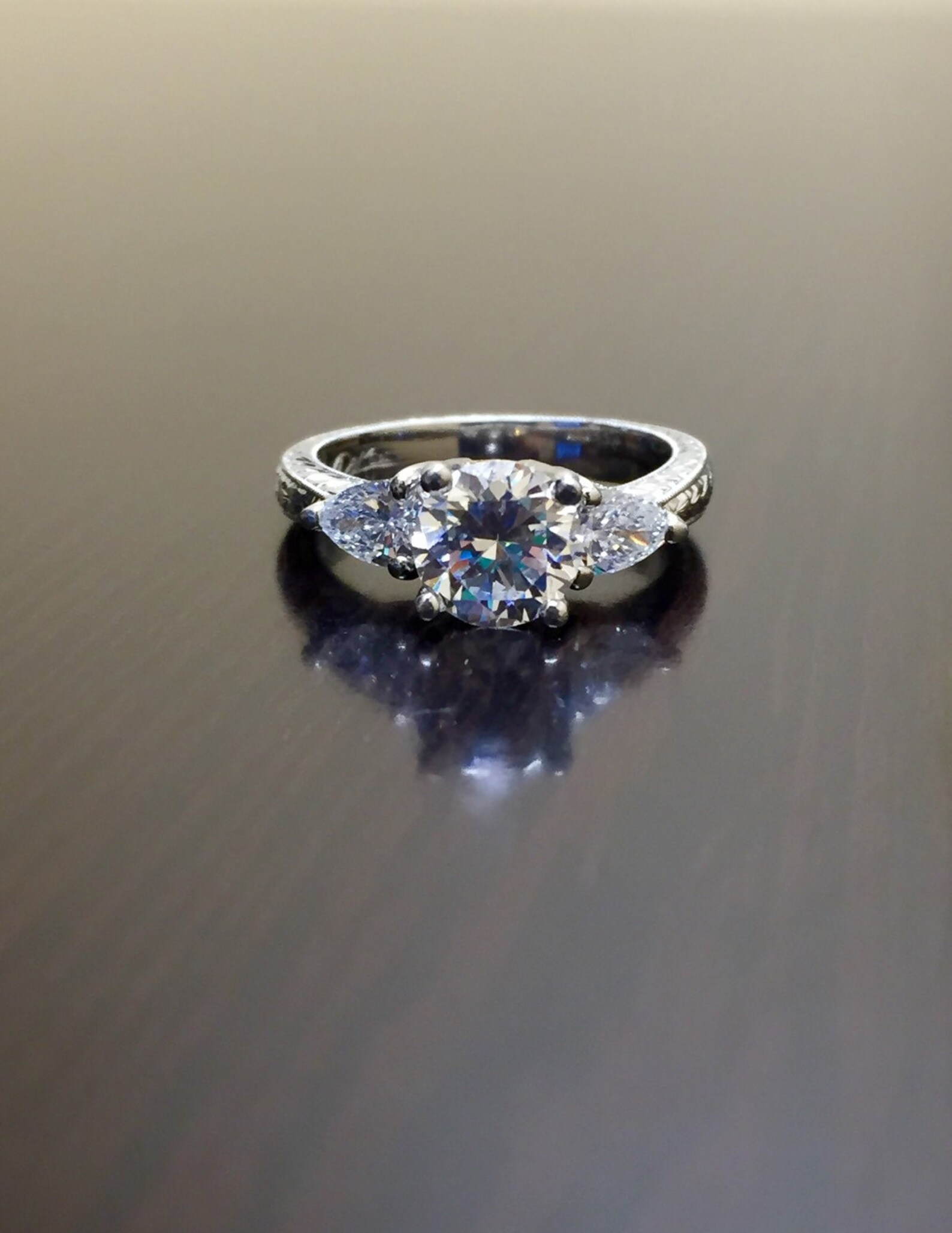 Art Deco Platinum Pear Shape Diamond Engagement Ring - Platinum Art ...