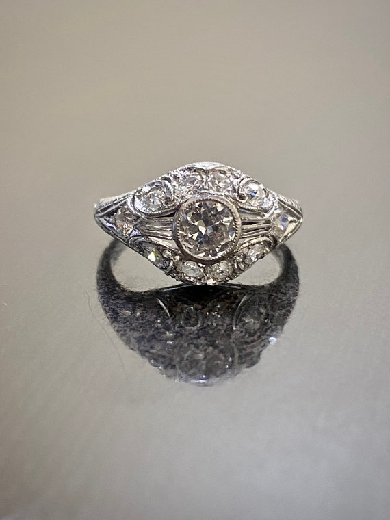 Platinum Old European Cut Diamond Engagement Ring… - image 9