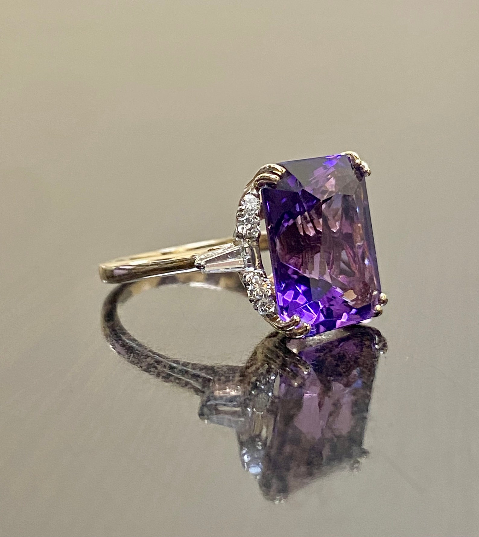 Amethyst & Diamond Ring in 9ct Rose Gold main image 1