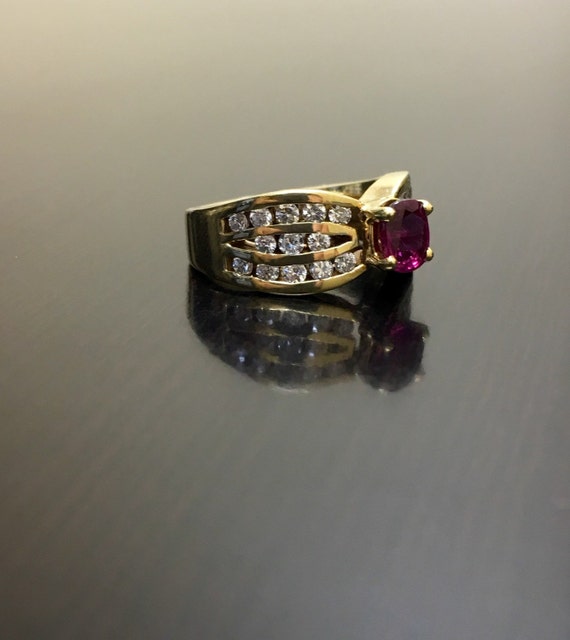 Art Deco Ruby Ring - 14K Yellow Gold Ruby Diamond… - image 5