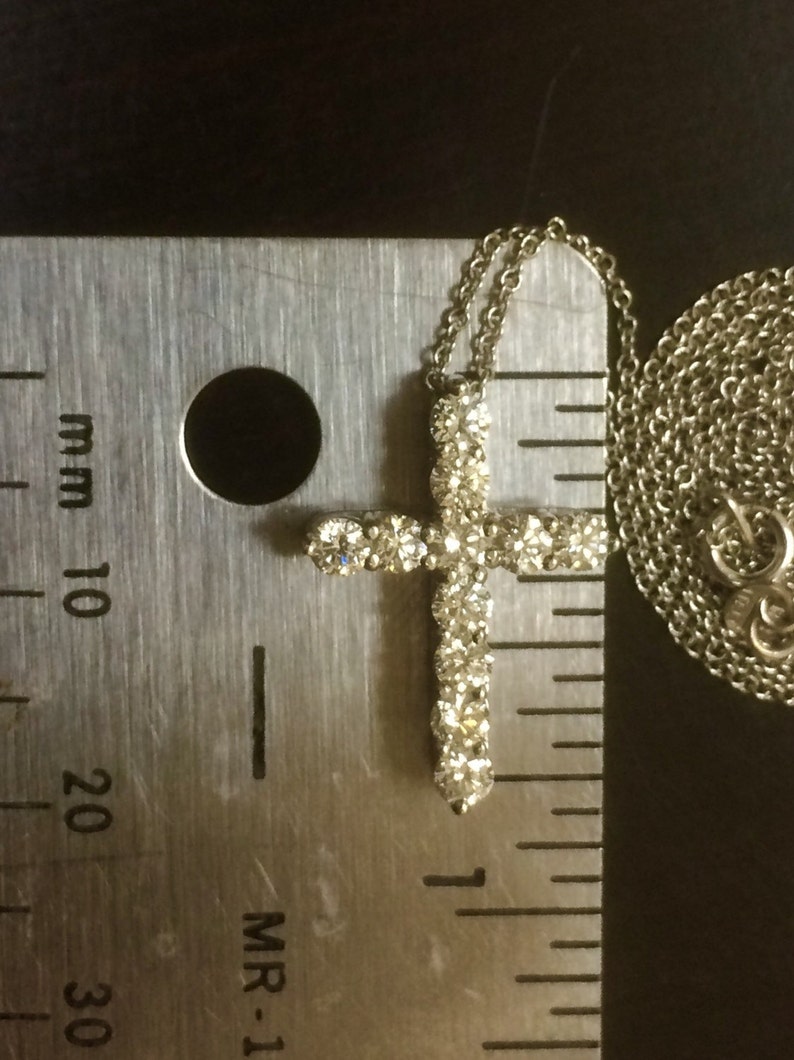 18K Diamond Cross 18K White Gold Cross Necklace Diamond | Etsy