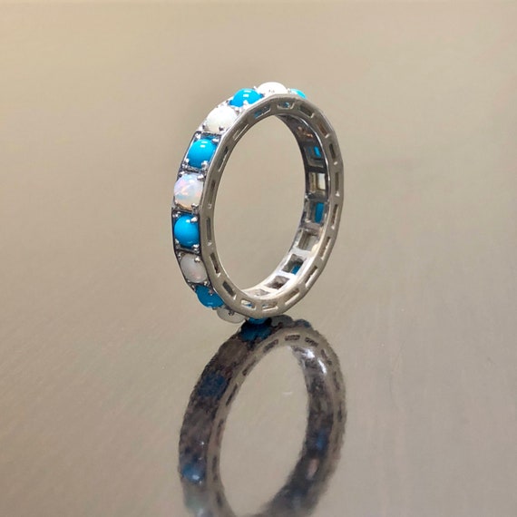 18K White Gold Sleeping Beauty Turquoise Australian Opal