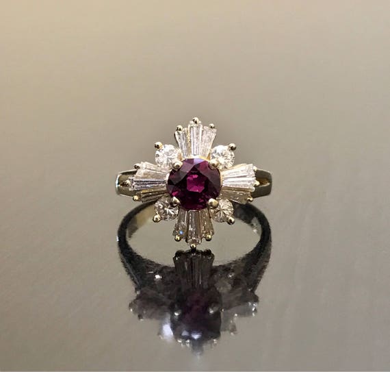 14K Yellow Gold Art Deco Ruby Diamond Engagement … - image 1