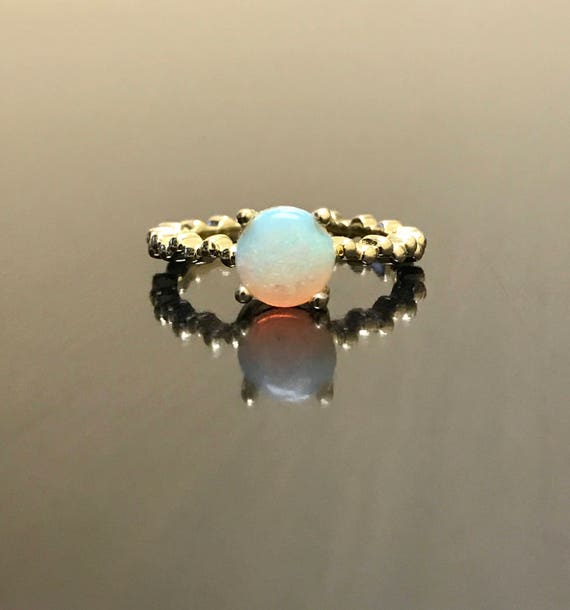 14K Yellow Gold Opal Engagement Ring - 14K Gold O… - image 1