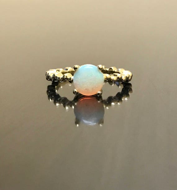 14K Yellow Gold Opal Engagement Ring - 14K Gold Op