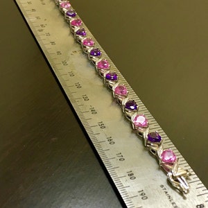Sterling Silver Pink Topaz Heart Amethyst Bracelet - Amethyst Topaz Bracelet - Amethyst Heart Pink Topaz Bracelet - Heart Bracelet bild 5