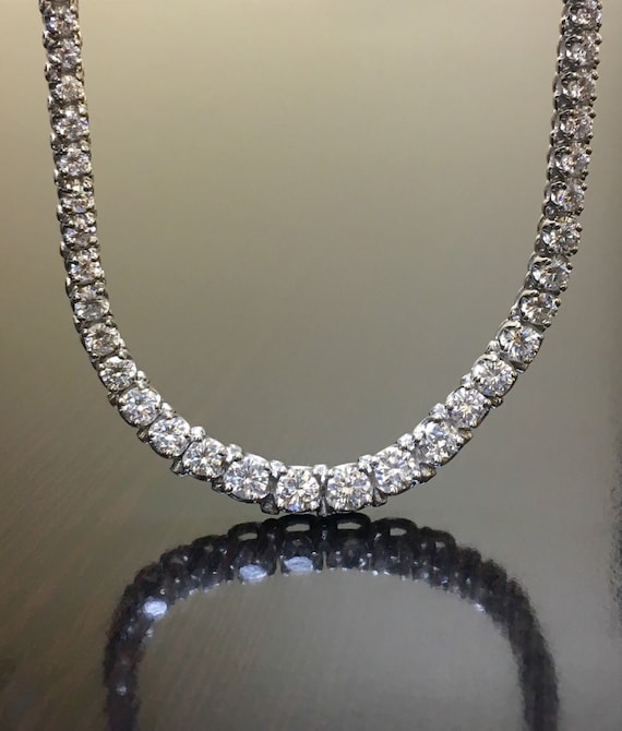 14K White Gold Diamond Tennis Necklace - Art Deco Diamond Necklace - Diamond Art Deco Necklace - Diamond 14K Gold Necklace - 14K Necklace