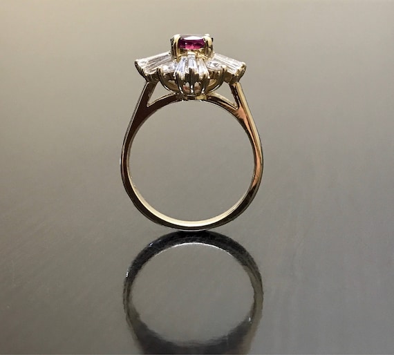 14K Yellow Gold Art Deco Ruby Diamond Engagement … - image 5