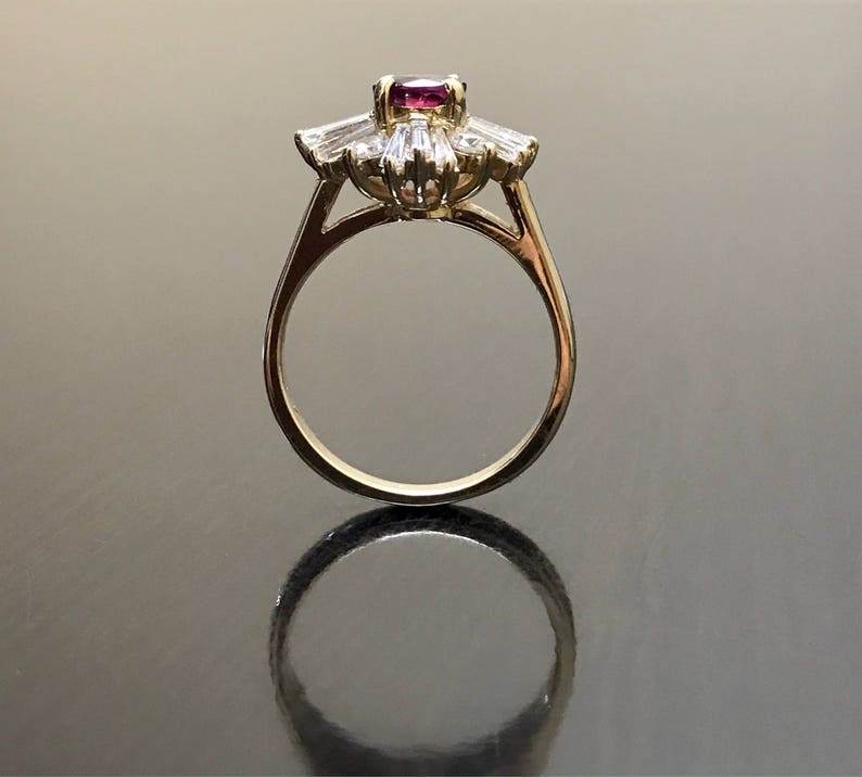 14K Yellow Gold Art Deco Ruby Diamond Engagement Ring Art Deco 14K Gold Diamond Ruby Wedding Ring Ruby Diamond Ring Art Deco Ruby Ring image 5