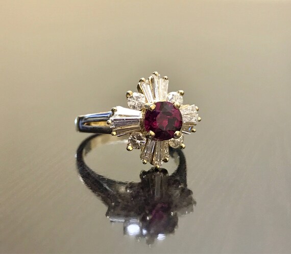 14K Yellow Gold Art Deco Ruby Diamond Engagement … - image 4