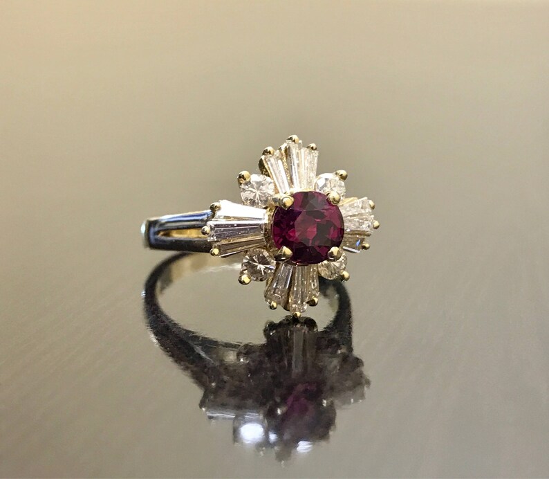 14K Yellow Gold Art Deco Ruby Diamond Engagement Ring Art Deco 14K Gold Diamond Ruby Wedding Ring Ruby Diamond Ring Art Deco Ruby Ring image 4