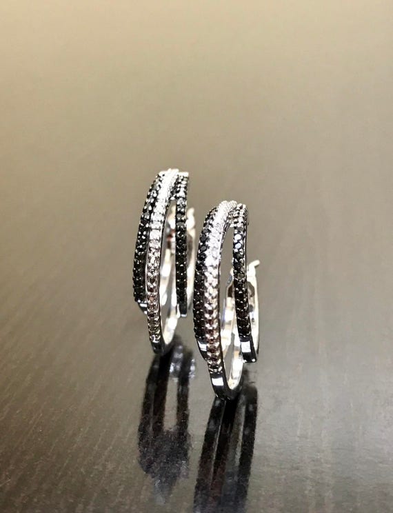 Black diamond earrings hoops new arrivals