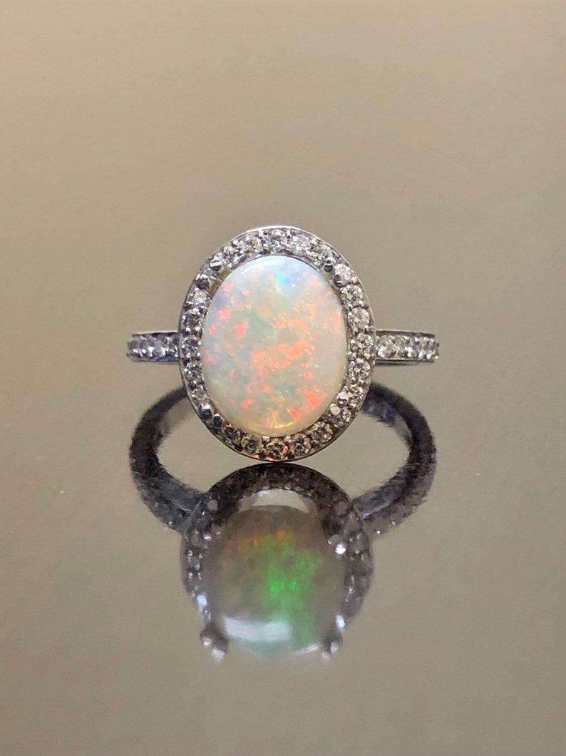 platinum opal engagement rings