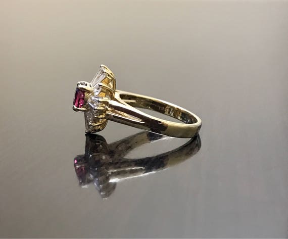 14K Yellow Gold Art Deco Ruby Diamond Engagement … - image 7