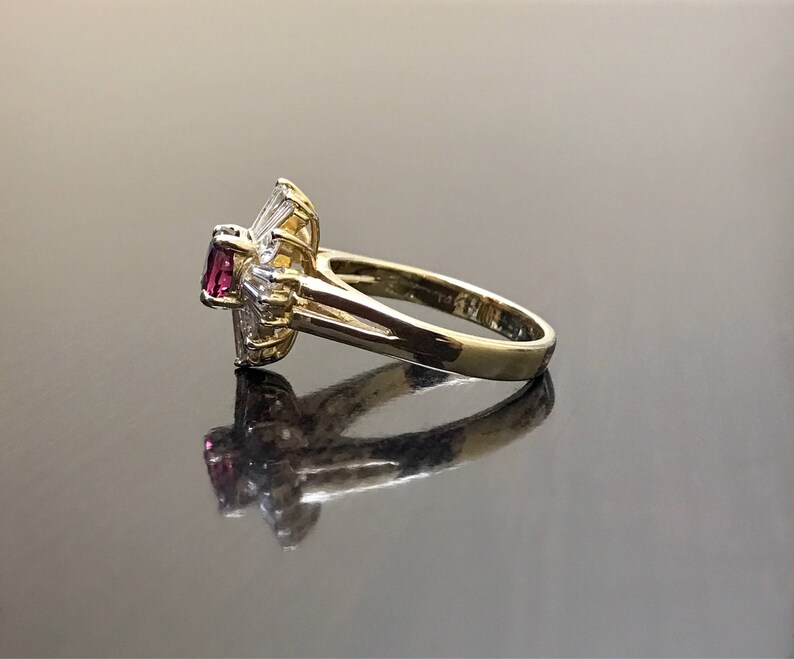 14K Yellow Gold Art Deco Ruby Diamond Engagement Ring Art Deco 14K Gold Diamond Ruby Wedding Ring Ruby Diamond Ring Art Deco Ruby Ring image 7