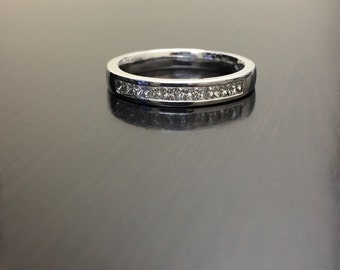 Princess Cut Diamond Engagement Band - 18K White Gold Diamond Wedding Band - 18K Diamond Band - Channel Set Diamond Band - Princess Cut Band