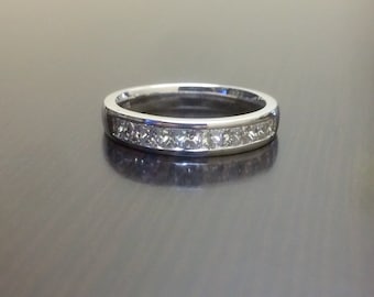 Princess Cut Diamond Engagement Band - 18K White Gold Diamond Wedding Band - 18K Gold Diamond Band - Channel Set Diamond Band - Diamond Ring
