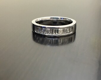 14K White Gold Baguette Diamond Engagement Band - 14K Gold Diamond Wedding Band - Diamond Baguette Band - Channel Set Baguettw Diamond Band