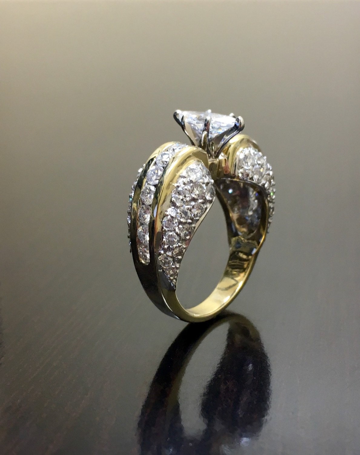 14K Yellow Gold Marquise Diamond Engagement Ring 14K Gold | Etsy
