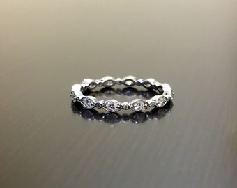 Platinum Eternity Diamond Engagement Band - Art Deco Platinum Diamond Wedding Band - Diamond Eternity Platinum Band - Platinum Eternity Band