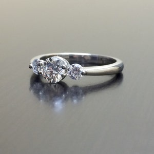 Platinum Diamond Engagement Ring - Diamond Platinum Wedding Ring - Three Stone Diamond Ring - Platinum Ring - Modern Diamond Ring - Bridal