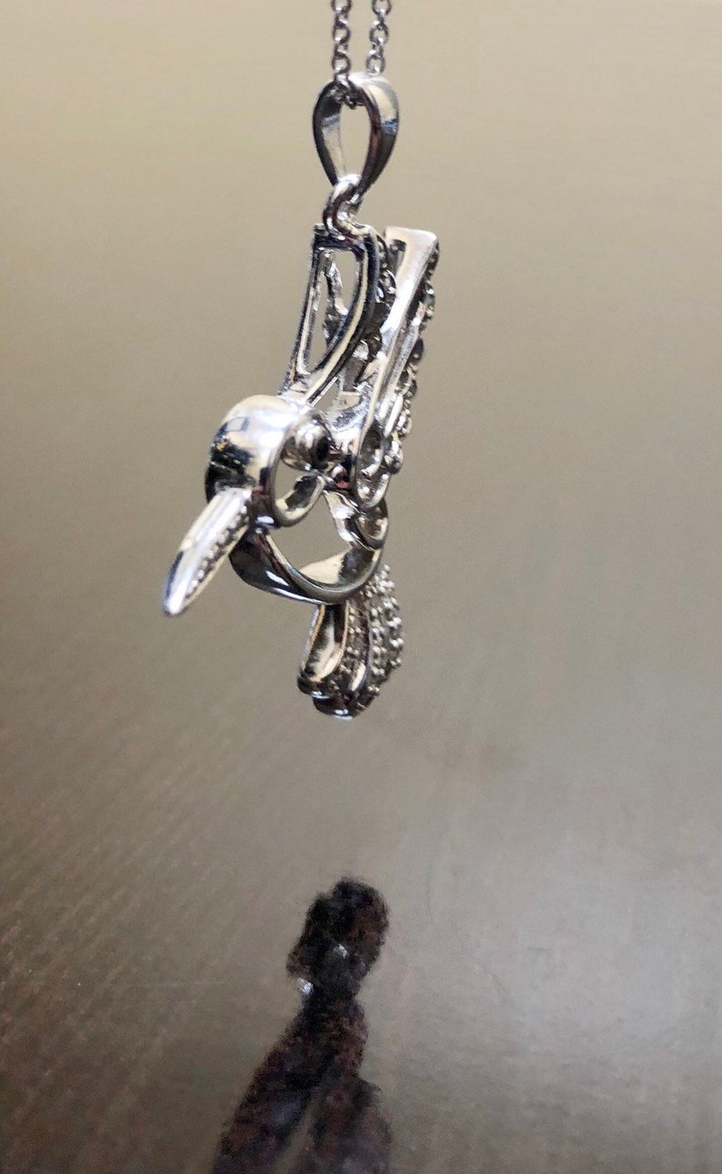 Silver Diamond Hummingbird Necklace Handmade Sterling Silver Hummingbird Diamond Necklace Black Diamond Silver Hummingbird Pendant