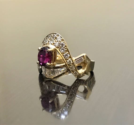 Art Deco Ruby Engagement Ring - 14K Yellow Gold R… - image 8