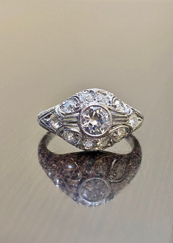Platinum Old European Cut Diamond Engagement Ring… - image 3