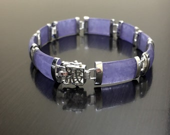 Jade Bracelet - Sterling Silver Purple Jade Bracelet - Silver Bracelet - Jade Jewelry - Handmade Bracelet - Silver Jade Bracelet