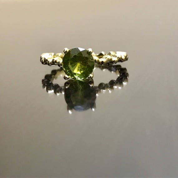 14K Yellow Gold Peridot Engagement Ring - 14K Gol… - image 3