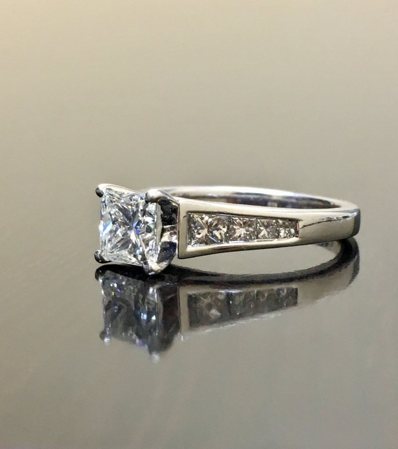 14K White Gold Princess Cut Diamond Engagement Ring - Princess Cut ...