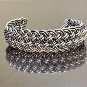 Sterling Silver Vintage Authentic John Hardy Basket Weave Cuff Bracelet - Handmade Woven Silver John Hardy Bracelet