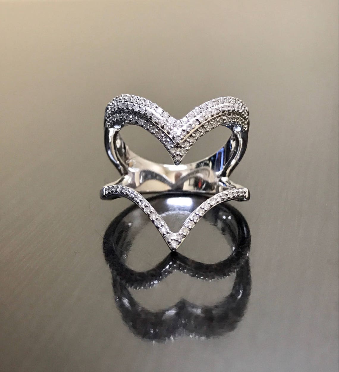 Sterling Silver Art Deco Diamond Engagement Ring - Silver Diamond ...