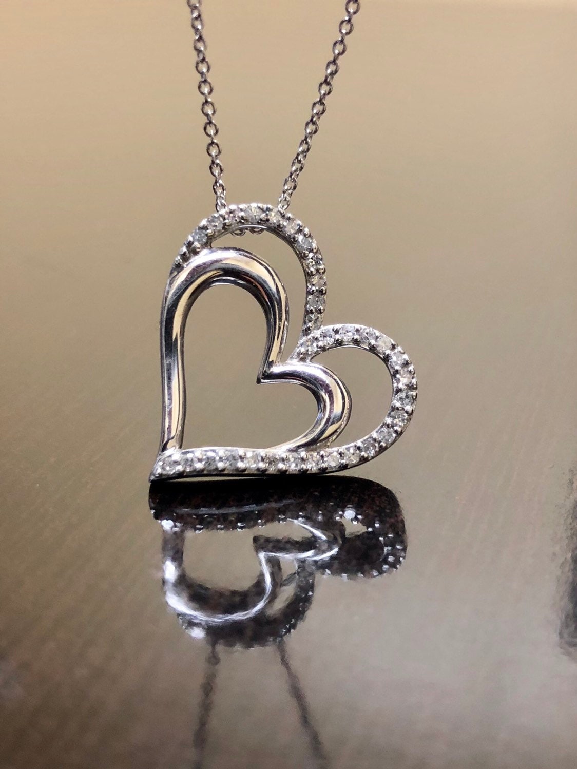 SILVER925 DOUBLE HEART TOP NECKLACE/シルバー SILVER925 DOUBLE 