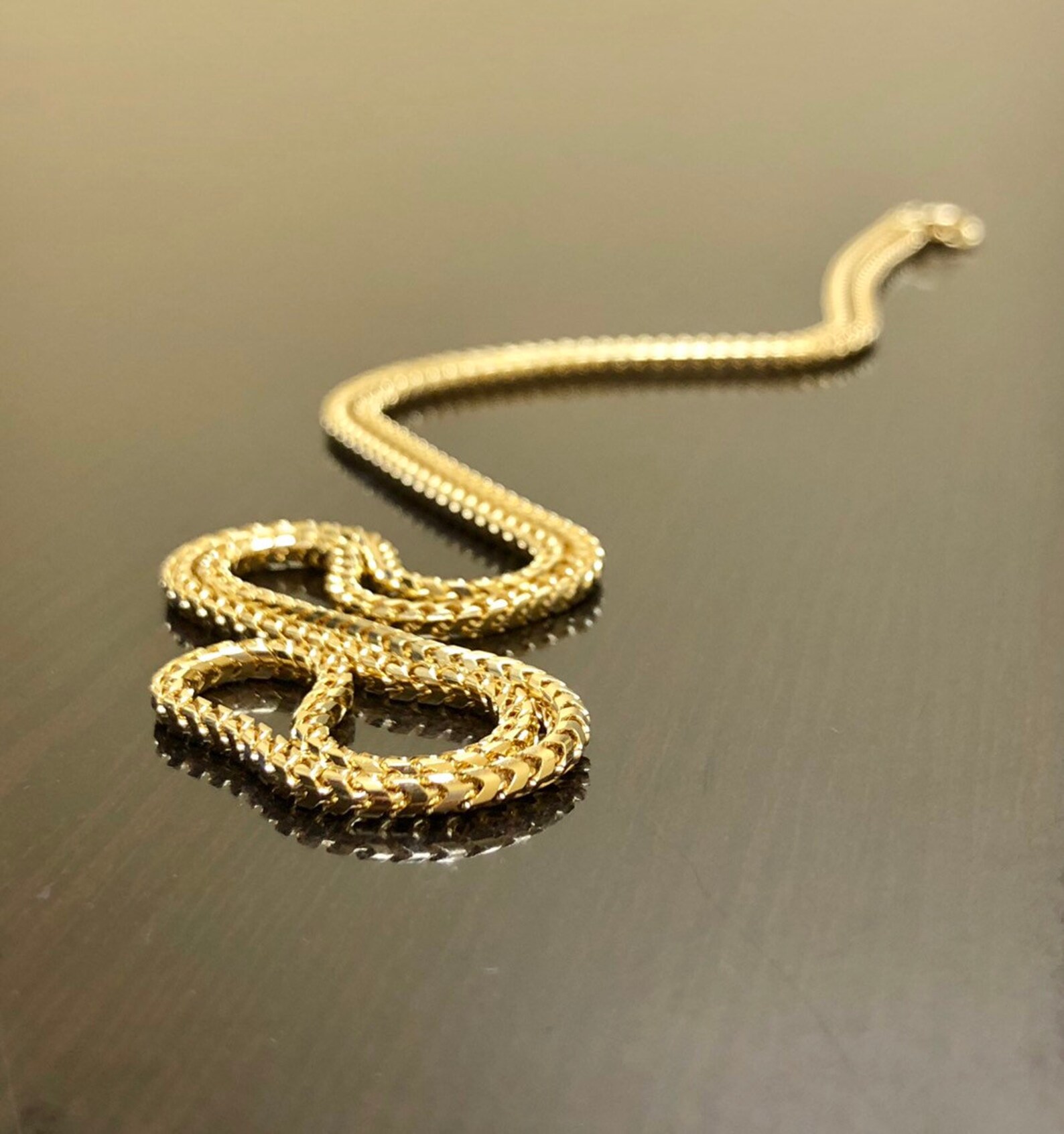 18K Yellow Gold Franco Necklace 18K Gold Franco Chain Etsy