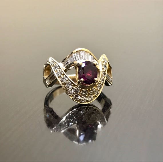 Art Deco Ruby Engagement Ring - 14K Yellow Gold R… - image 3