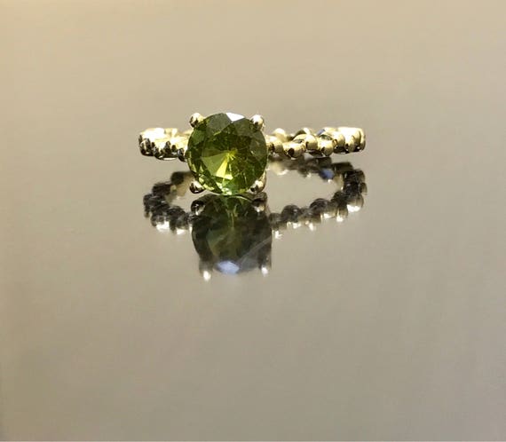 14K Yellow Gold Peridot Engagement Ring - 14K Gol… - image 4