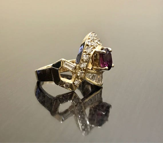 Art Deco Ruby Engagement Ring - 14K Yellow Gold R… - image 7