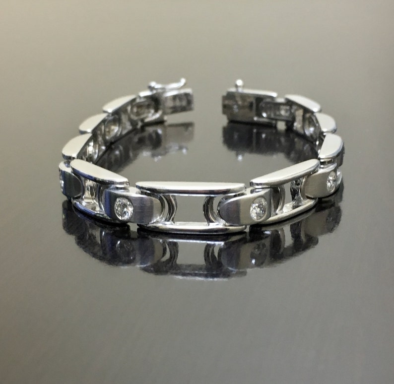 14K White Gold Diamond Men's Bracelet 14K Gold Men's Etsy Australia