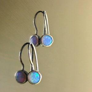 14K White Gold Opal Earrings 14K Gold Opal Drop Earrings 14K Opal Earrings Opal 14K Drop Earrings White Gold Drop Opal Earrings image 2