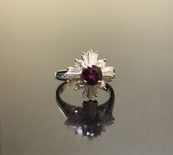14K Yellow Gold Art Deco Ruby Diamond Engagement … - image 2