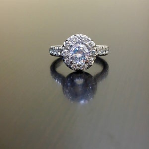 14K White Gold Diamond Engagement Ring - 14K Gold Diamond Wedding Ring - Halo Diamond Ring - 14K Gold Mounting - Diamond Ring - Fine Jewelry
