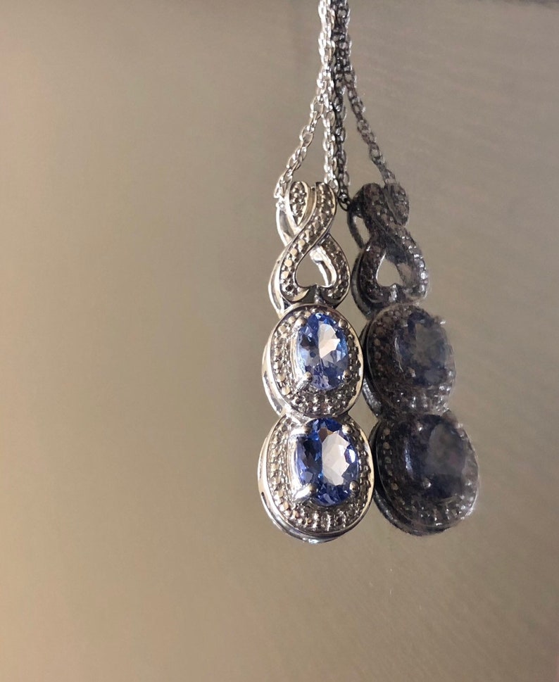 Argent Sterling 925 Tanzanite maman Cœur Ouvert Collier