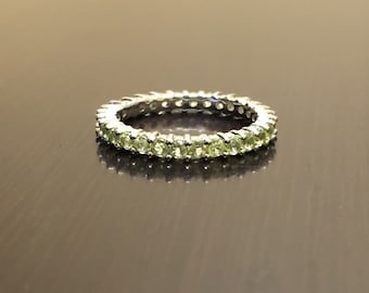 Peridot Eternity Engagement Band - Peridot Eternity Band - Peridot Wedding Band - Eternity Peridot Band - Peridot Silver Wedding Band