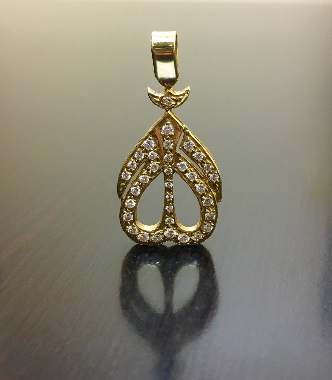 18K Yellow Gold Diamond Allah Pendant - 18K Gold Diamond Allah ...