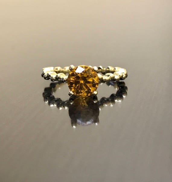 14K Yellow Gold Citrine Engagement Ring - 14K Gold