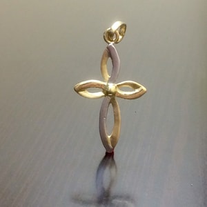 18K Yellow Gold Cross - Two Tone Gold Cross Pendant - Handmade Gold Cross - 18K Cross - 18K Cross Pendant - 18K Gold Cross Charm - Cross