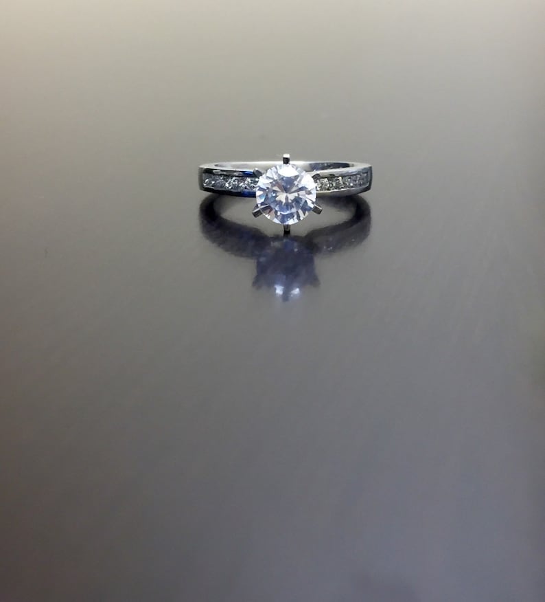 Platinum Solitaire Diamond Engagement Ring Diamond Platinum Wedding Ring Platinum Diamond Ring Platinum Mounting Platinum Ring image 1