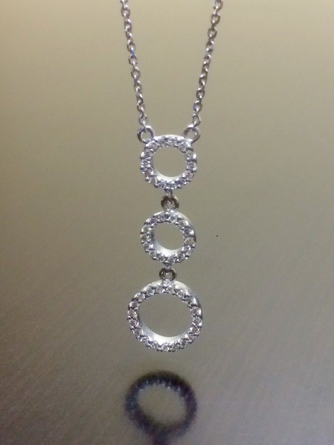 Classic Timeless Triple Loop 14K White Gold Diamond Necklace - Handmade ...